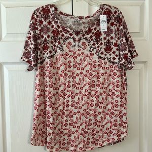 NEW Loft Red Floral Top Size XL